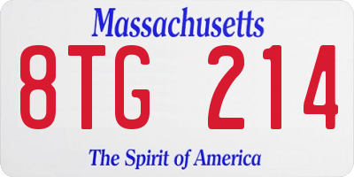 MA license plate 8TG214