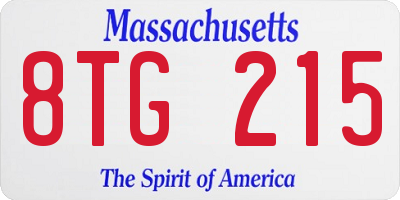 MA license plate 8TG215