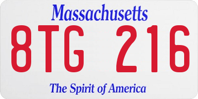 MA license plate 8TG216