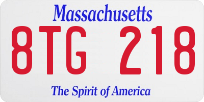 MA license plate 8TG218