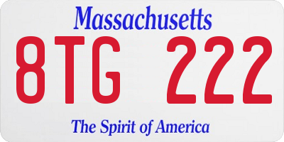 MA license plate 8TG222