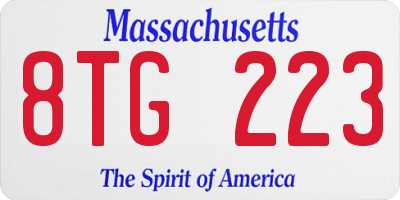 MA license plate 8TG223