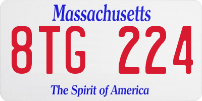 MA license plate 8TG224