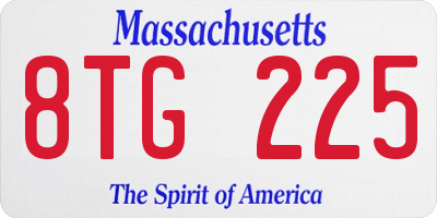 MA license plate 8TG225