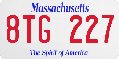 MA license plate 8TG227