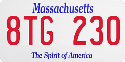 MA license plate 8TG230