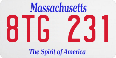 MA license plate 8TG231