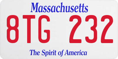 MA license plate 8TG232