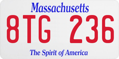 MA license plate 8TG236