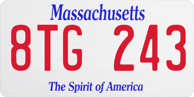 MA license plate 8TG243