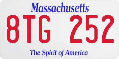 MA license plate 8TG252