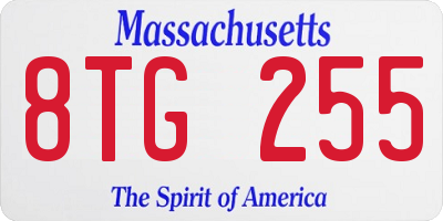 MA license plate 8TG255