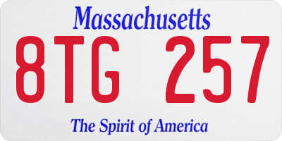 MA license plate 8TG257