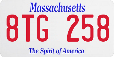MA license plate 8TG258