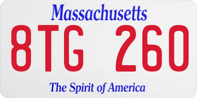 MA license plate 8TG260