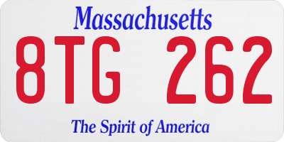 MA license plate 8TG262