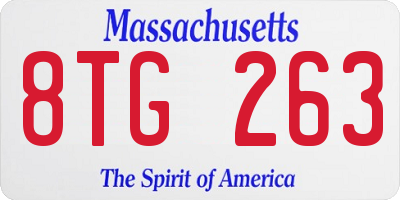 MA license plate 8TG263