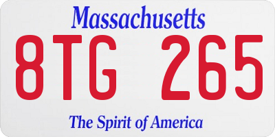 MA license plate 8TG265