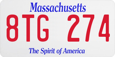 MA license plate 8TG274