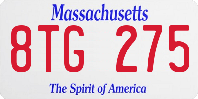 MA license plate 8TG275