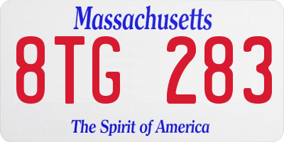 MA license plate 8TG283