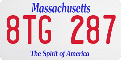 MA license plate 8TG287