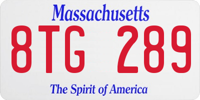 MA license plate 8TG289