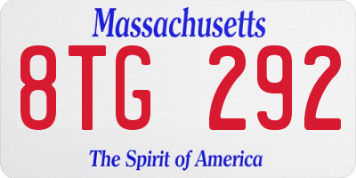 MA license plate 8TG292