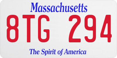 MA license plate 8TG294