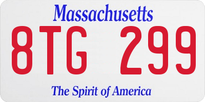 MA license plate 8TG299