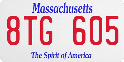 MA license plate 8TG605