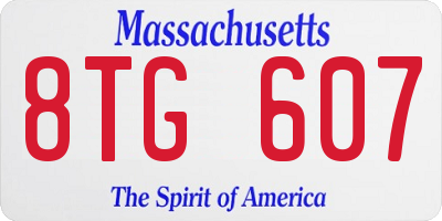 MA license plate 8TG607