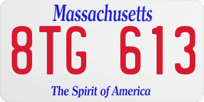 MA license plate 8TG613