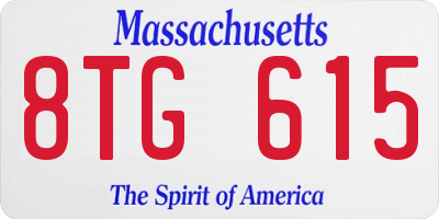 MA license plate 8TG615