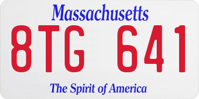 MA license plate 8TG641