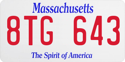 MA license plate 8TG643