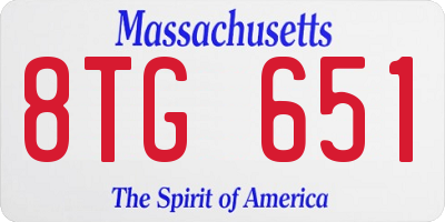 MA license plate 8TG651