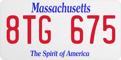 MA license plate 8TG675