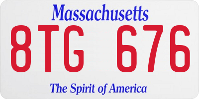 MA license plate 8TG676