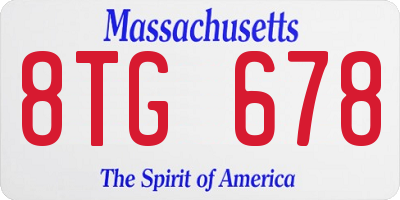 MA license plate 8TG678