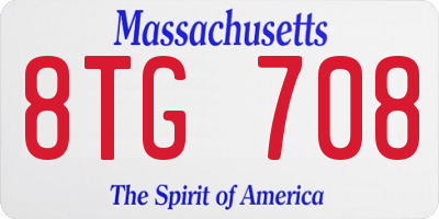 MA license plate 8TG708
