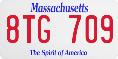 MA license plate 8TG709