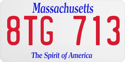 MA license plate 8TG713