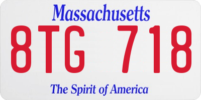 MA license plate 8TG718