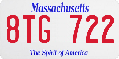 MA license plate 8TG722