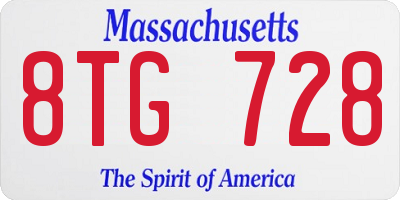 MA license plate 8TG728