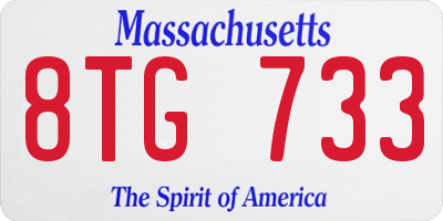 MA license plate 8TG733