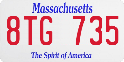 MA license plate 8TG735
