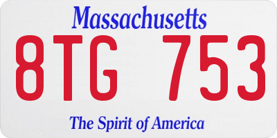 MA license plate 8TG753