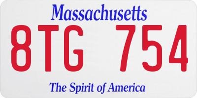 MA license plate 8TG754